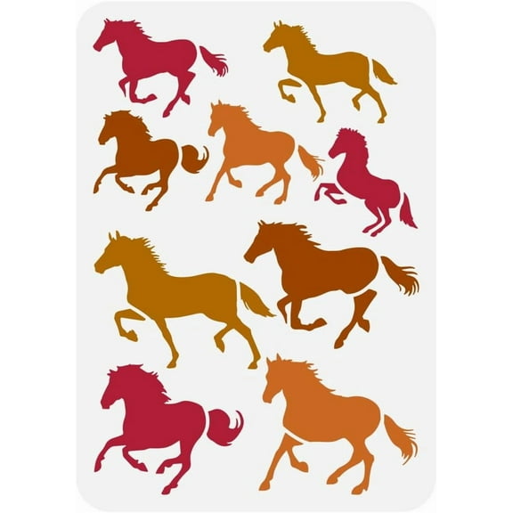 Horse Border Painting Stencil 8.3x11.7 inch Plastic PET Running Horses Stencil for Painting Hollowed Galloping Horse Drawing Template Animal Theme Stencil
