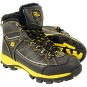 Bazalt MPM9125ST Mens Faux Fur Lined Black with Yellow Water and Frost Proof Boots with Composite-Toe - 8