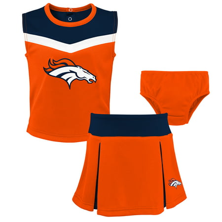 Denver Broncos Girls Preschool Two-Piece Spirit Cheer Cheerleader Set With Bloomers - Orange