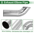 thumbnail image 5 of Unique Bargains 2.5" ID Inlet Turn Down Exhaust Hose T304 Stainless Steel Surface Polishing Mandrel Bend Elbow Tube 9.1" Overall Length Suitalbe for 2.5" OD Tailpipes, 5 of 7