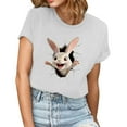 thumbnail image 2 of QUNYINEY Short Sleeve Women Shirts Pullover Crew Neck Easter Casual Tops Loose Women's Tops, 2 of 5