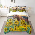 thumbnail image 2 of Erosebridal Lit Imprimé Cheval en Sac Taille Simple, Ensemble de Lit Tournesol Vibrant, Décor Rustique Faune, Réversible, 2 of 5