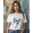 thumbnail image 3 of Romantic Butterfly Flower Womens T Shirts Short Sleeve Cotton Crewneck T-Shirt Graphic Tees, Casual Tops Tshirt for Women Teen Girls, 3 of 7