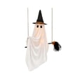thumbnail image 2 of Halloween Hanging Ghost Decoration, Flying Ghost with Witch Hat on Broomstick, Spooky Halloween Ornament for Front Porch Yard Indoor Outdoor Holiday Party Decor,C-Without Light, 2 of 6