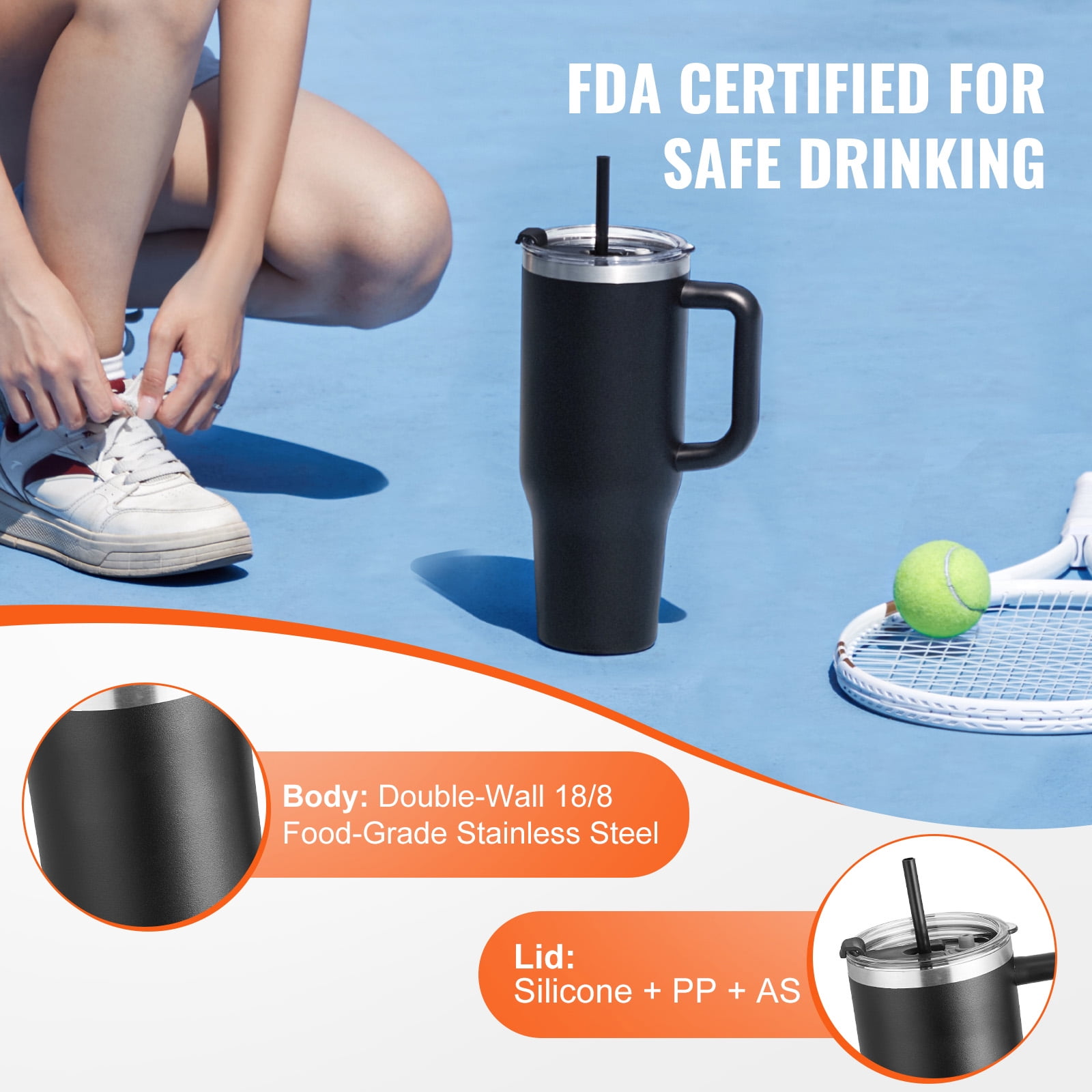 KFFKFF 40 oz Thermal Water Container, Metallic Athletic Beverage Holder with Cover, Portable Journey Java Tumbler Dual Layered, Leakproof Wilderness Hydration Vessel, Profession, in Obsidian