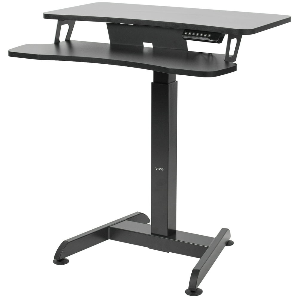 VIVO Black Electric Height Adjustable Tall Standing Desk Monitor Sit