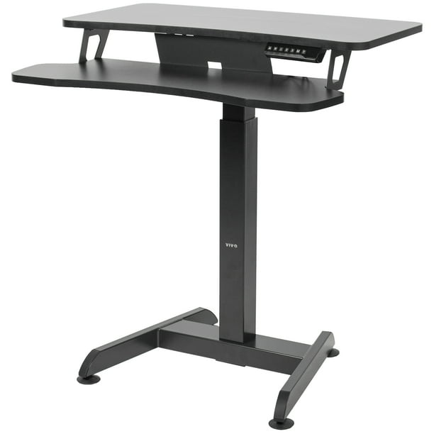 Vivo Black Electric Height Adjustable Tall Standing Desk Monitor