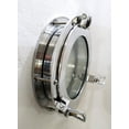 thumbnail image 4 of 12" Canal Boat Porthole Window Glass Porthole Home Decorative (Shiny Silver), 4 of 5