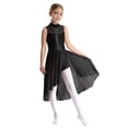 thumbnail image 1 of RUNQHUI Robe de Danse Ballet à Sequins pour Filles, Robe de Patinage Artistique Sans Manches Ourlet Irrégulier en Maille Noire 8, 1 of 7
