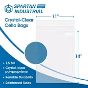 Spartan Industrial - 11 X 14 (100 Count) Crystal Clear Resealable Cello Poly Bags for Packaging, Clothing & T Shirts - Self Seal & Reinforced