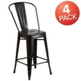 thumbnail image 3 of Flash Furniture Commercial Grade 4 Pack 24" High Black-Antique Gold Metal Indoor-Outdoor Counter Height Stool with Removable Back, 3 of 14
