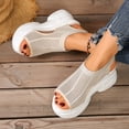 thumbnail image 4 of Rokment Women's Orthopedic Walking Sandals Breathable Comfortable Stretchy Mesh Platform Wedge High Heels Slip on Nursing Orthotic Summer Shoes Beige Size 6, 4 of 7