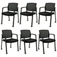 thumbnail image 1 of Gymax Ensemble de 6 Chaises de Bureau pour Conférence, Chaises Empilables en Maille pour Réception d'Invités avec Roulettes, 1 of 8