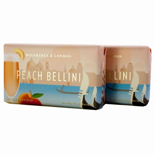 Wavertree & London Peach Bellini Jabón natural perfumado (2 barras) 7 oz hidratante francés triple molido barras de jabón enriquecidas con manteca de karité – Jabón de baño y cuerpo de aceite vegetal
