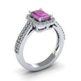 thumbnail image 2 of SuperJeweler 1 1/2 Carat Octagon Shape Created Pink Sapphire and Halo Diamond Ring In Sterling Silver For Women, 2 of 6