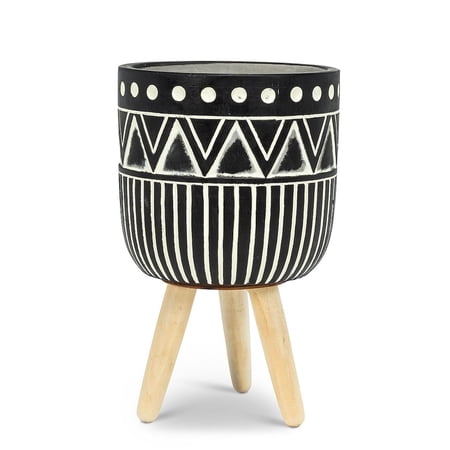 Set of 2 Large Dot & Line Tripod Planter