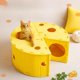thumbnail image 1 of Cama para gatos con forma queso, centro actividades para mascotas con múltiples agujeros interactivos, resistente cueva amarilla, 1 of 8