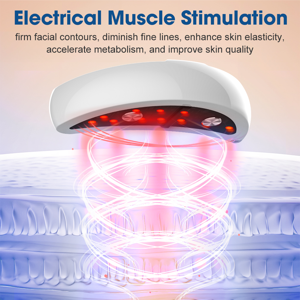 2-IN-1 Red Light Therapy Facial & Eye Massager,Microcurrent EMS Beauty Device for Firming Skin,Reducing Fine Lines,Puffiness & Dark Circles,Portable Rechargeable Type-C LED Face Lifting Tool