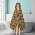thumbnail image 6 of Brown Monster Cartoon Trucks Word Pattern Hooded Bath Towel，50"x30" for Ages 3 To 12 Kids, Quick Dry Lightweight Soft Microfiber Hood Beach Towel Cover Up for Kids, 6 of 7