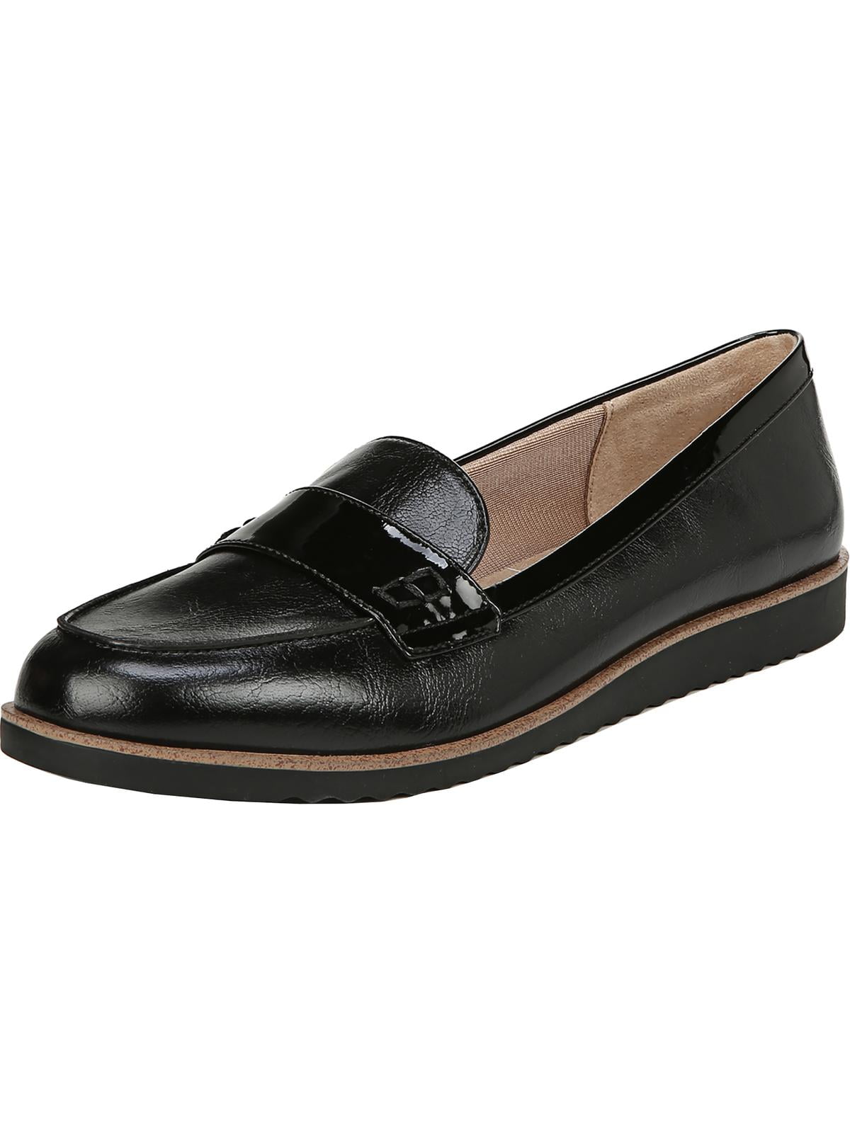 LifeStride Womens Zee Faux Leather Slip On Loafers Black 5.5 Medium (B