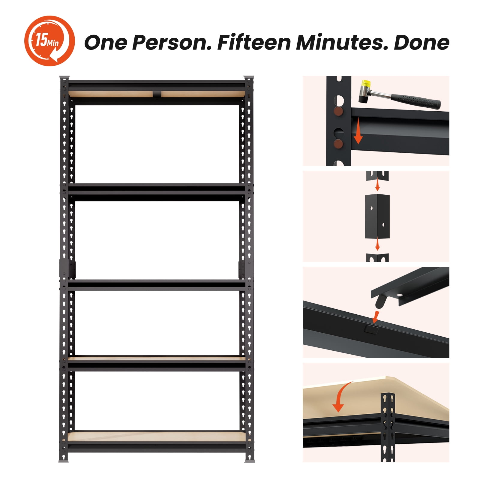 DYNALOAD 2000 lb Heavy Duty Garage Shelving Unit, 5-Tier Adjustable Metal Storage Shelves, 36" W x 12" D x 72" H