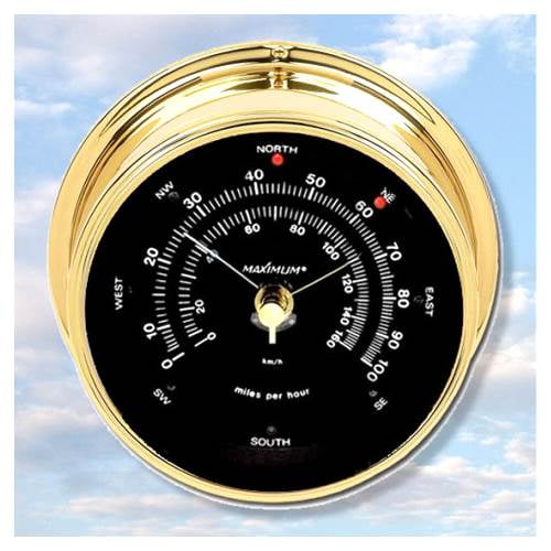 Brass Case Maestro Anemometer w Black Dial by Maximum