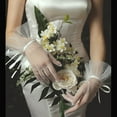 thumbnail image 4 of 1Pair Satin Lace Bridal Short Gloves for Wedding Opera Dinner Party White 310x220x2mm, 4 of 7