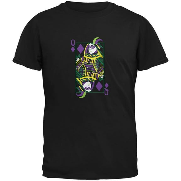 Mardi Gras Queen of Diamonds Black Adult T-Shirt - Medium