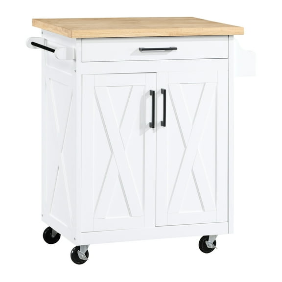 Bolten Kitchen Cart in Engineered Wood White Finish