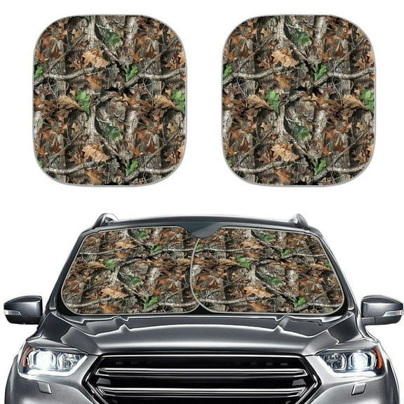 Jeiento Camo Car Windshield Sun Shade 2 Pack Automotive Windshield Sunshades Hunting Forest Front Window Sun Shield to Keep Your Vehicle Cool Car Accessory for Truck SUV Van Sedan