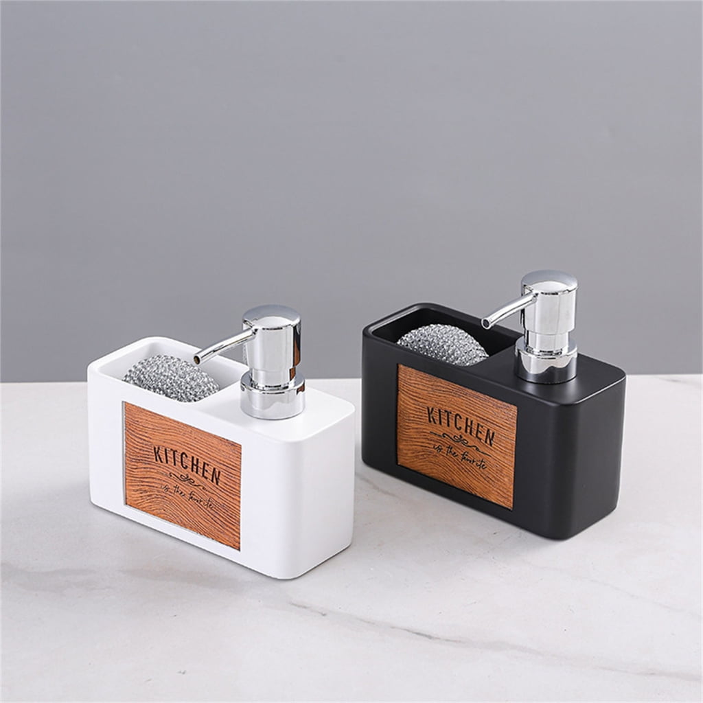YIEMEEN Kitchen Soap Dispenser with Sponge Holder, Refillable Dish Soap Dispenser for Kitchen Sink Bathroom Hand Soap Dispenser