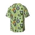 thumbnail image 5 of Uemuo Cute Panda Bear In Greenery Forest Pattern Cotton Linen Short Sleeve Shirts,Casual Lightweight Button Down Shirts,Vacation Beach Summer Tops-Small, 5 of 7