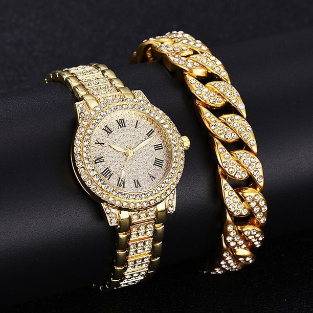 Relojes de diamantes para mujer, relojes de pulsera de oro para mujer, relojes de pulsera de marca de lujo con diamantes de imitación para mujer, relojes para mujer, reloj femenino Deng Xun unisex