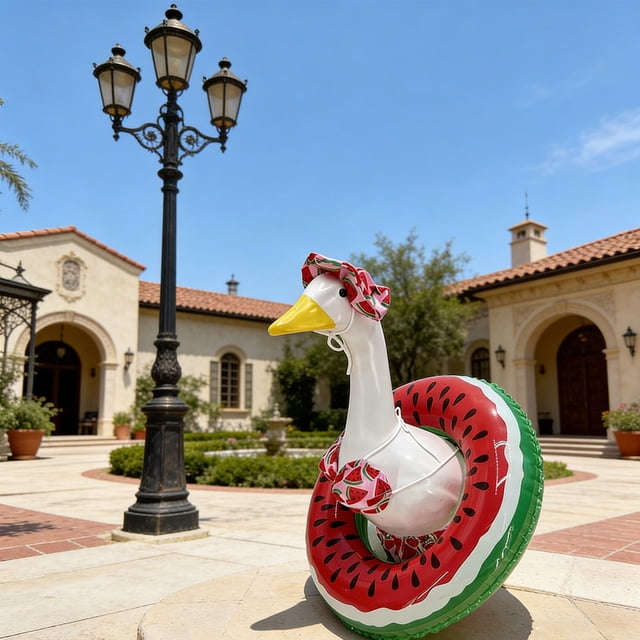 Decoración de jardín con ganso blanco y disfraz festivo | Escultura navideña para jardín, césped o porche | Adorno de tela resistente para exhibición en Pascua, Navidad y Acción de Gracias