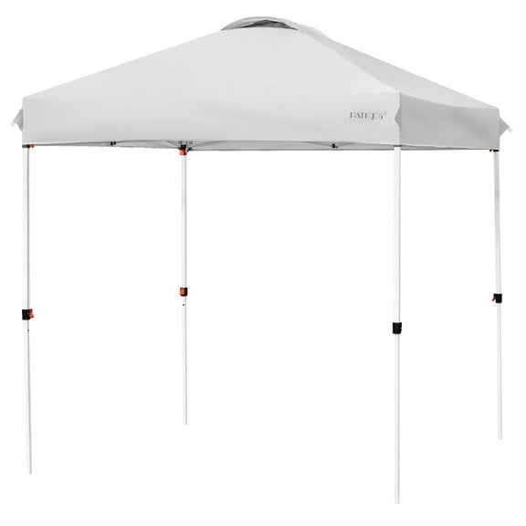 Patiojoy 6.6' x 6.6' Pop-up Canopy Tent Outdoor Camping Sun Shelter w/ Portable Roller Bag & 4 Weight Bags Grey