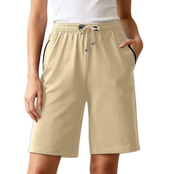 Gunia Plus Size Women Bermuda Shorts Beach Shorts Plus Size Casual 5 Inch Inseam Loose Fit Shorts With Pockets And Drawstring Summer Shorts Khaki 5Xl