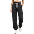 thumbnail image 2 of Lnmiateer Womens Soft Lounge Jogger Pants Solid Color Drawstring Elastic Waist Tapered Pockets Home Relaxation Friend Gathering, 2 of 6