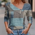 thumbnail image 2 of FAIWAD Long Sleeve V Neck Tops for Women Lapel Button Down Color Block Pullover Tunic Tops, 2 of 5