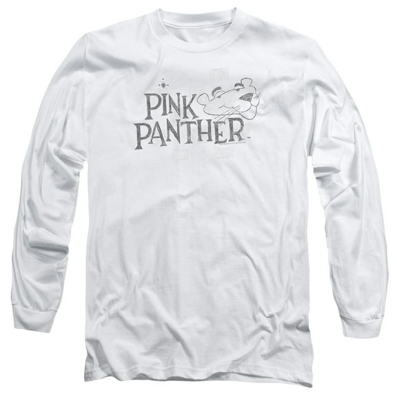 Pink Panther Sketch Logo Long Sleeve Adult 18/1 T-Shirt White