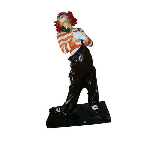 Standing clown with flowers - Bronze Statue -  Size: 21"L x 10.5"W x 38"H.