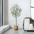 thumbnail image 6 of 2 Pack Artificial Olive Plants, 4ft Fake Plastic Olive Tree, Pre Potted Faux Greenry Plant for Home Decor Office House Living Room Indoor Outdoor, 6 of 9