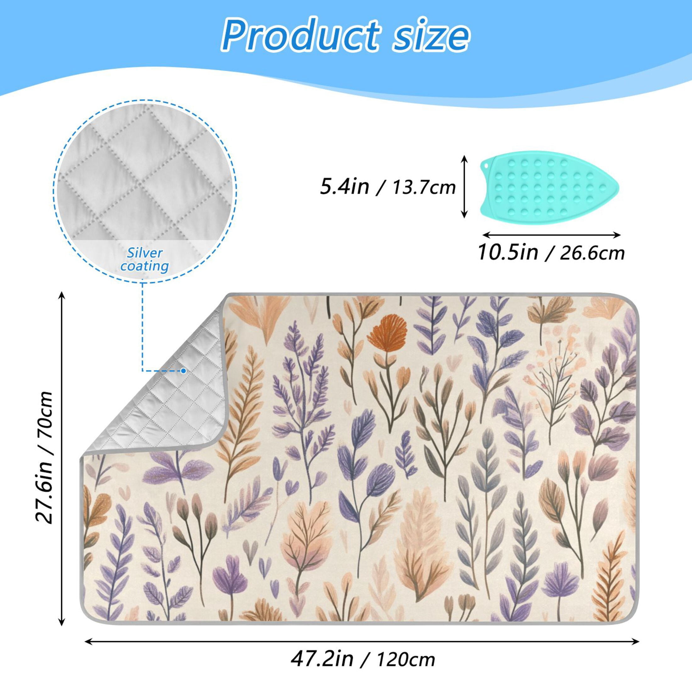 Brown Leaf Plants Ironing Mat Blanket for Table Top Travel Portable Ironing Board Pad 47.2x27.6 Inch