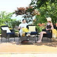 thumbnail image 6 of Costway 4 PCS Patio Rattan Furniture Set Cushioned Sofa Coffee Table Backyard Porch Navy, 6 of 10
