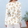 thumbnail image 4 of WTOBBY Stylish Women's Casual Slit Hem Floral Print T-Shirt, Round Neck Long Sleeve Top with Comfortable Fit for Ladies Fashion and Daily Activities,Beige L, 4 of 5