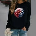 thumbnail image 4 of Women's American Flag Patriotic Sweatshirt | 4th of July Long Sleeve Crewneck | USA Star Stripes Graphic Pullover Top, 4 of 5
