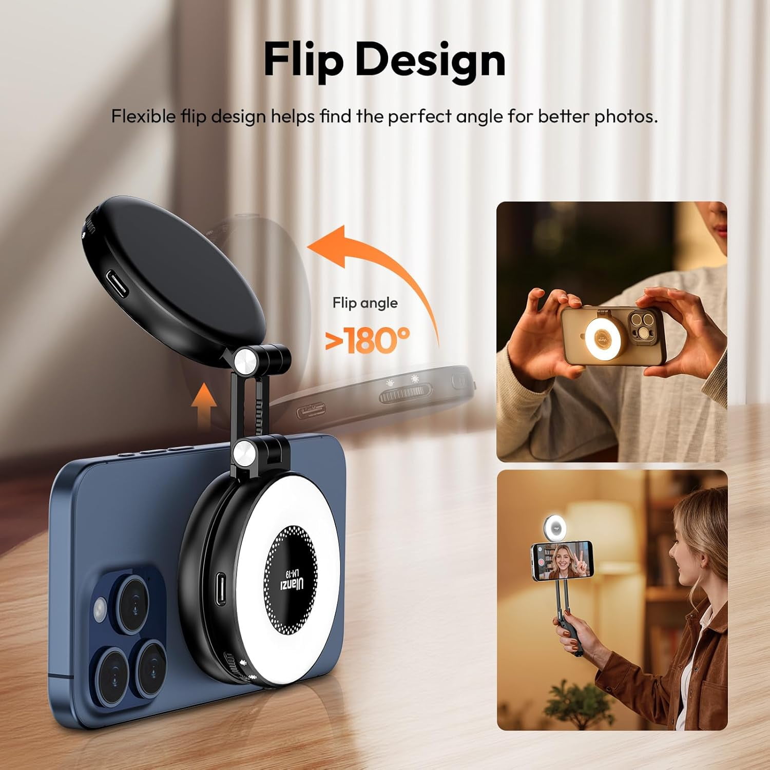 ULANZI 2-in-1 Magnetic Phone Tripod & Selfie Light Kit,MA30 Phone Stand with LM19 2500K-8500K LED Fill Light for Photo/Vlog/Video