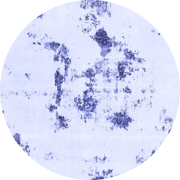 Ahgly Company Machine Washable Indoor Round Abstract Blue Modern Area Rugs, 8' Round