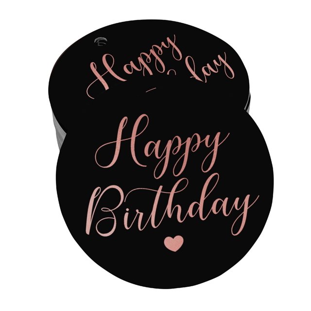 Inkdotpot Rose Gold Foil Paper Hang Tag Happy Birthday Favor Tag 50 Piece
