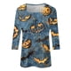 thumbnail image 3 of Camisa para mujer, moda informal, cuello cuadrado, manga 3/4, suelta, camiseta estampada de Halloween, top para mujer, 3 of 4