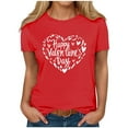 thumbnail image 5 of qucoqpe Valentine's Day Tops for Women Fashion Love Heart Printed Crew Neck Short Sleeve Casual Loose Blouse T-Shirts, 5 of 5